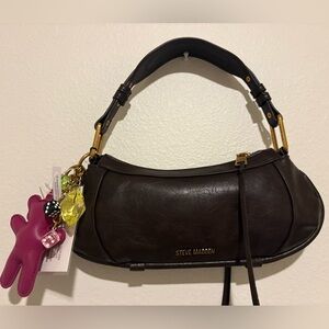 Steve Madden Dark Brown Shoulder Bag with Gold Accents